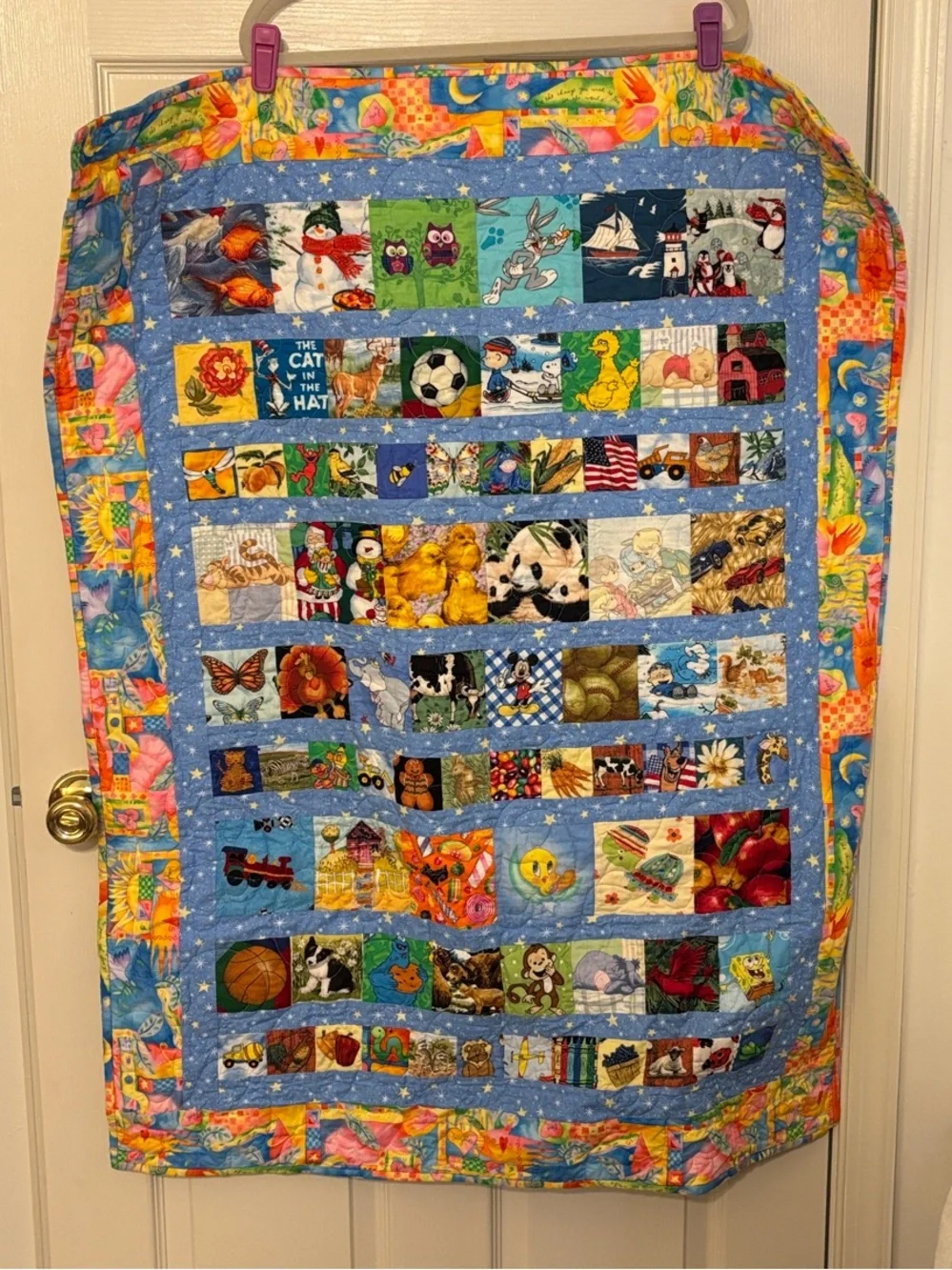 Hand Made Reversible Baby Child Quilt Farm Animals and Characters
